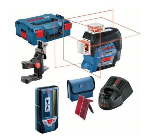 BOSCH LASER LINIOWY 3-PŁASZCZYZNOWY GLL 3-80 C + UCHWYT BM 1 + ODBIORNIK LR7 L-BOXX-BOSCH