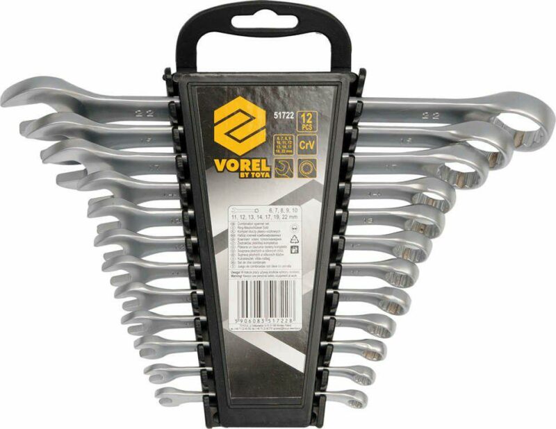 VOREL KLUCZE PŁASKO - OCZKOWE KOMPLET 12szt. (6-22mm) SATYNA   51722-TOYA