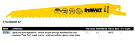 DEWALT BRZESZCZOT DO PIŁY SZABLASTEJ 152x4