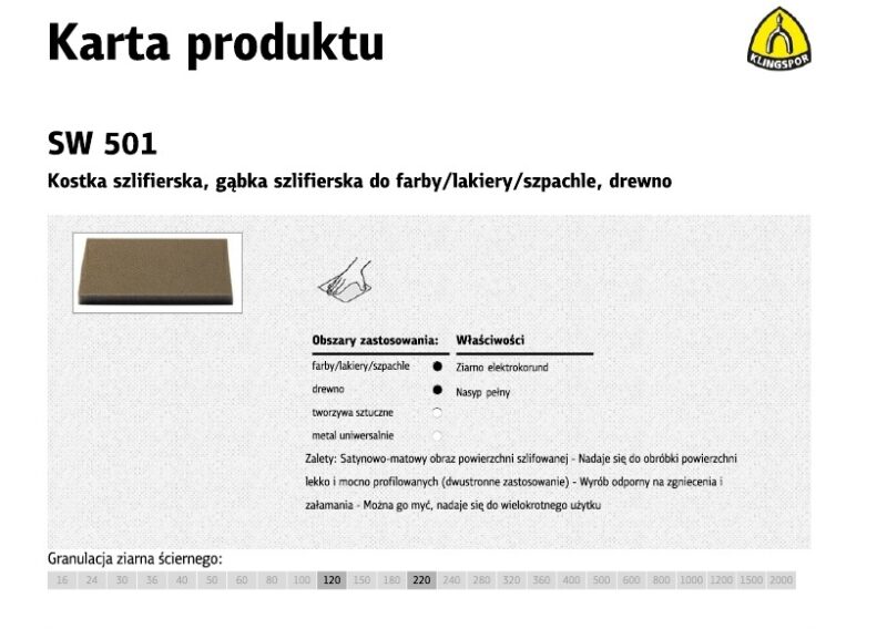 KLINGSPOR GĄBKA SZLIFIERSKA 123 x 96 x 12